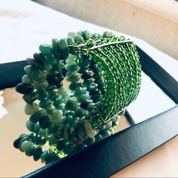 BoHo Handmade Beaded Chunky Bracelet - Green - Picture 6 of 6